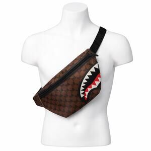 Sprayground Dripping Sharks in Paris Waist Bag Shark Mouth Brown Checkerboard